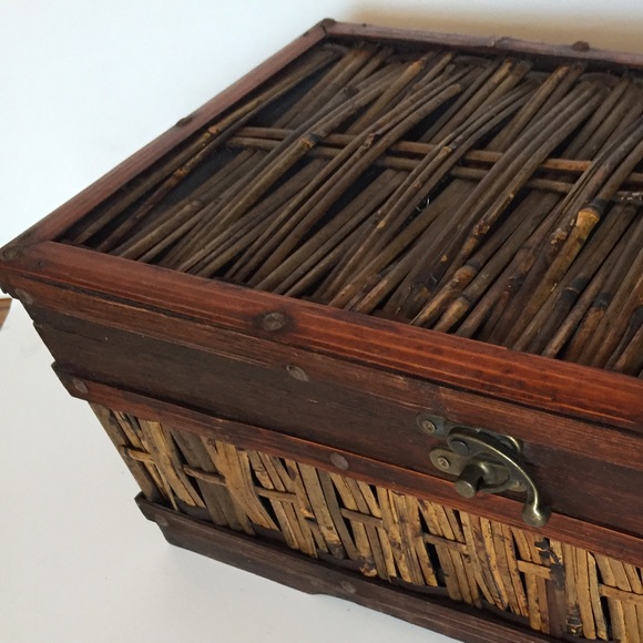 Vintage wood and bamboo chest hand crafted